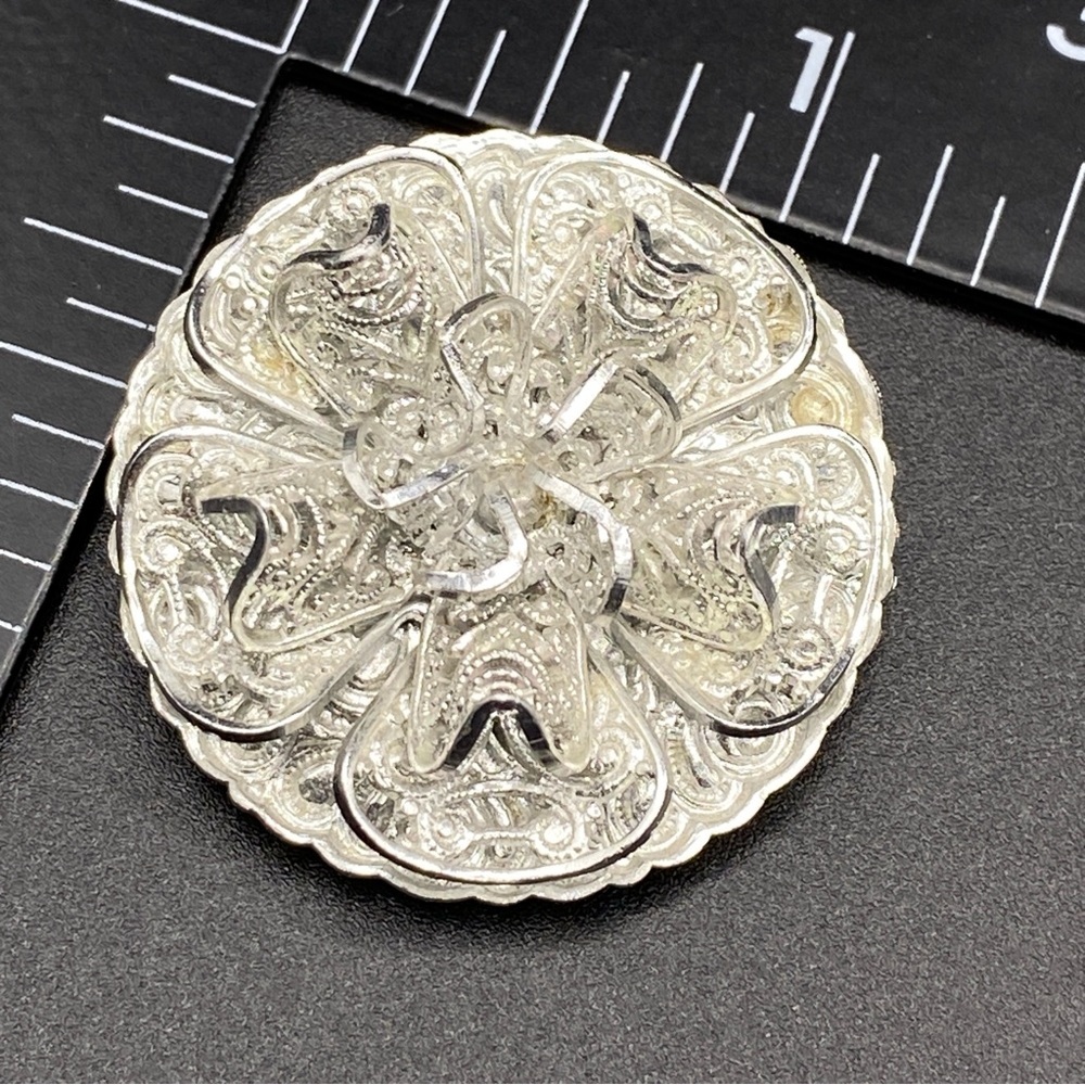 Vintage West Germany Filigree Silver Tone Scrarf Clip Signed